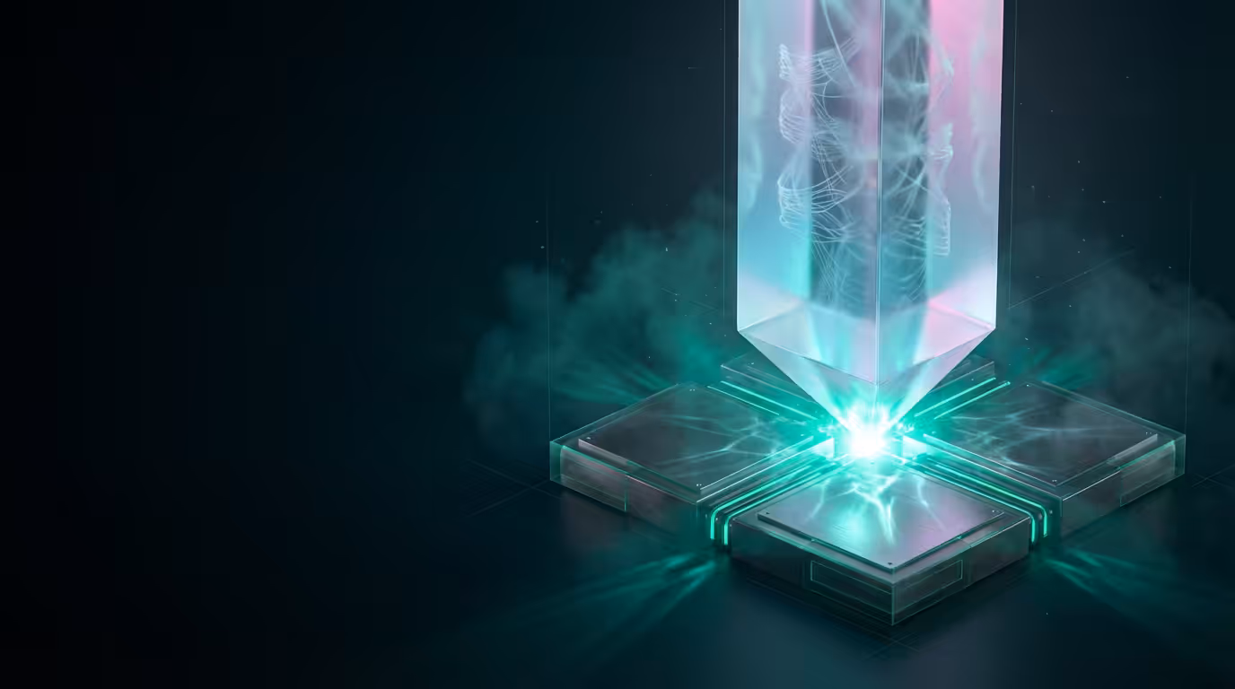 Ilustracao 3D de dois monolitos tecnologicos se integrando representando a conexao entre Claude AI e Vertex